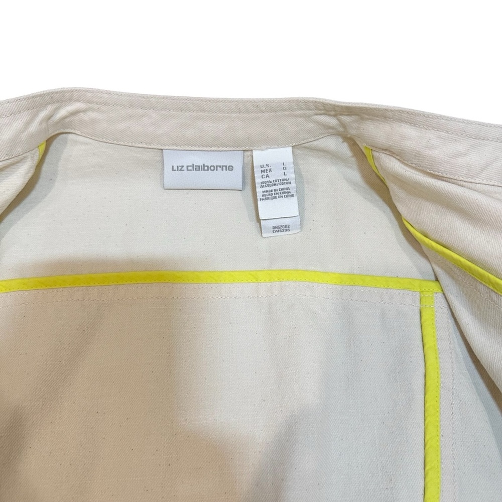 Liz Claiborne Ladies Denim Jacket with metal brass buttons Ivory Size Large NEW - Picture 5 of 9